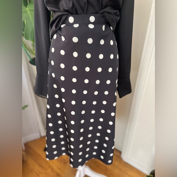 J. Crew Black and White Polka Dot Midi Skirt - Picture 2 of 2